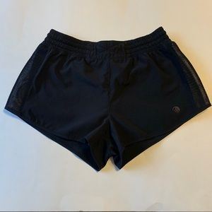 XS MPG black active shorts with mesh sides